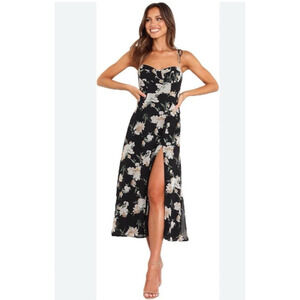 Petal + Pup Dress Meg 10 Midi Floral Boho Front Slit Cocktail Party